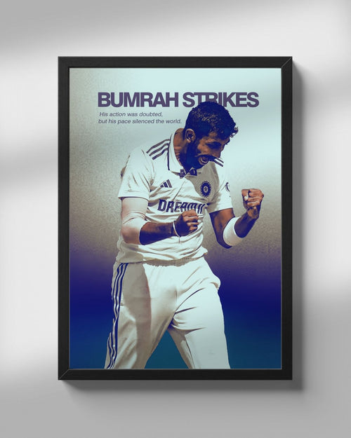 Bumrah Poster | Cricket Poster - Jasprit Strikes